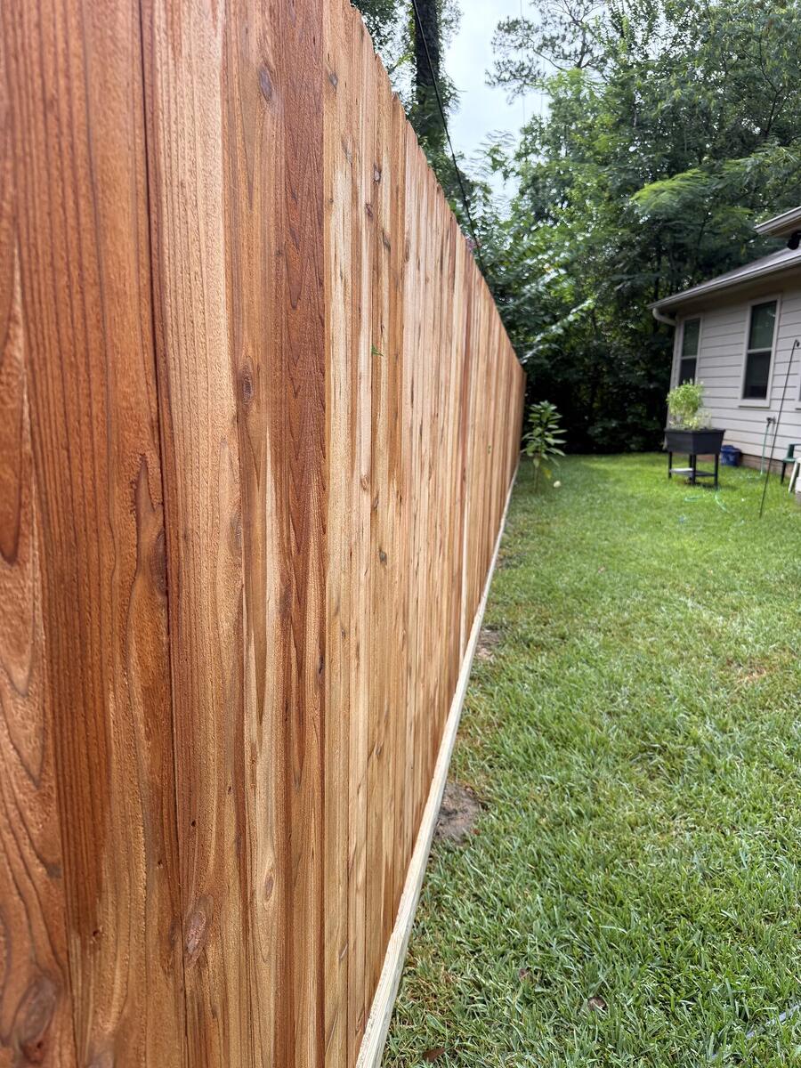 Cedar privacy fence board detail