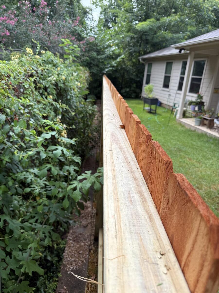 Close-up of cedar fence craftsmanship