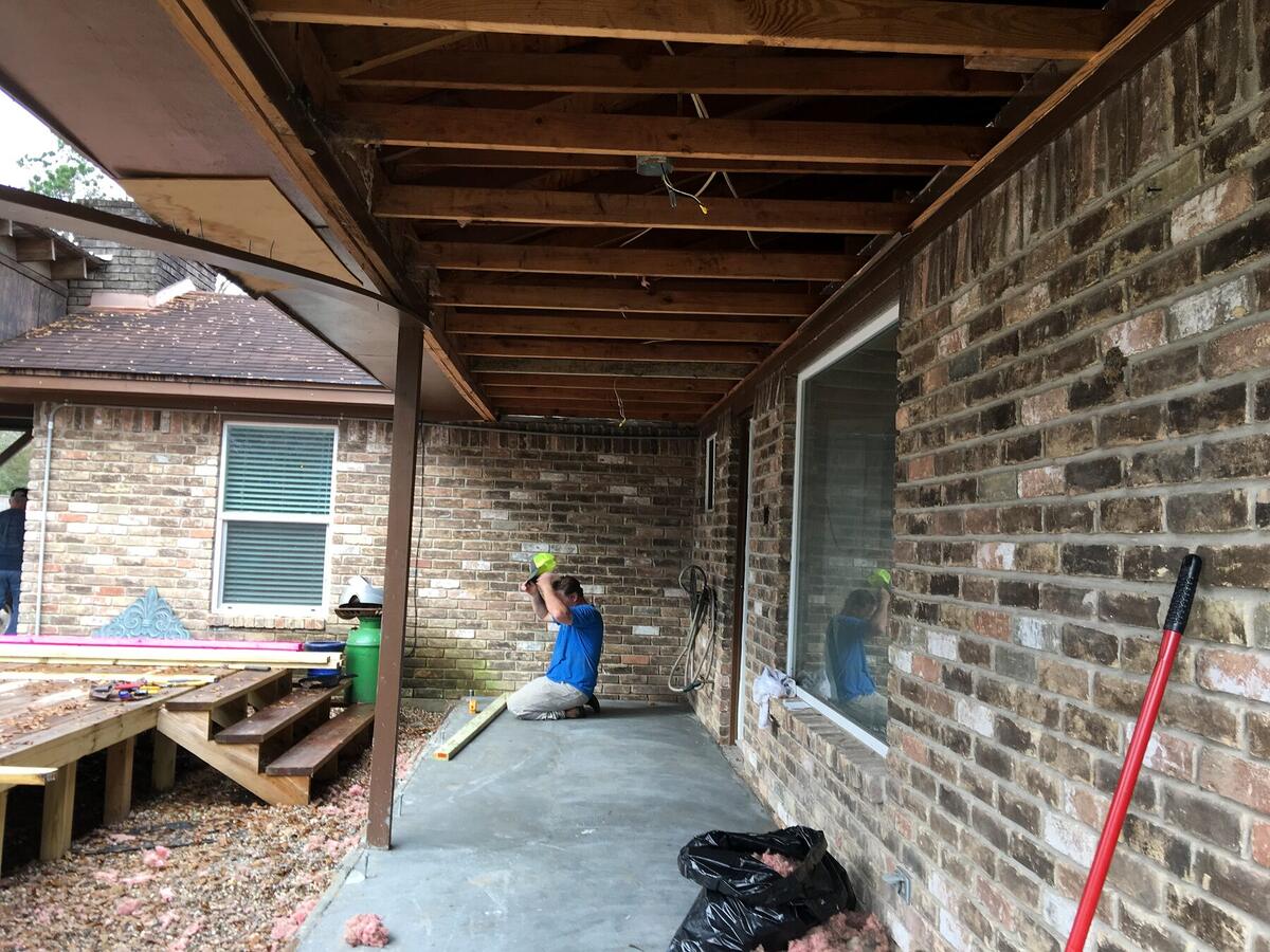 Covered patio remodeling in progress